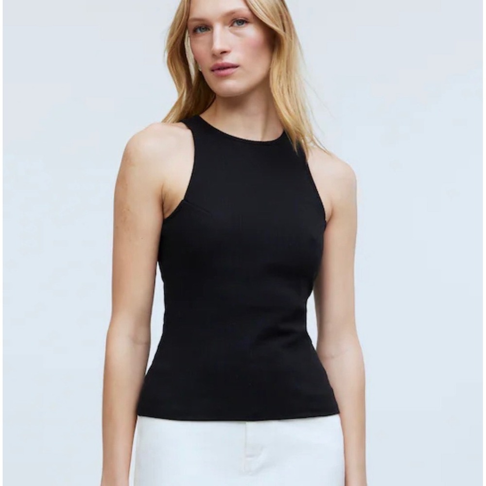 NEW Madewell XL Black Highneck Tank in Sleekhold Layer Cami Basic Capsule - Picture 7 of 7